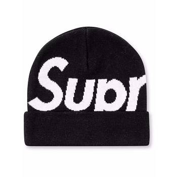 Supreme Big Logo Beanie Hats Black | IL111XF