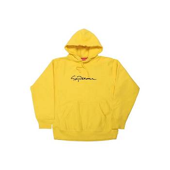 Supreme Classic Script Hooded Sweatshirts Yellow | IL269VD