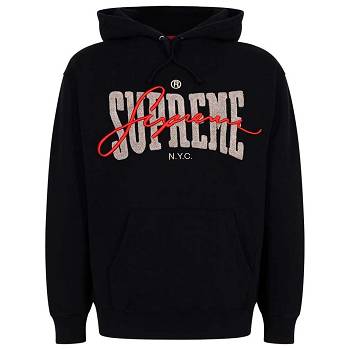 Supreme Embroide Chenilles Hoodie Black | IL483EX