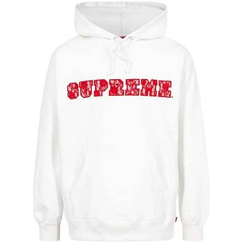 Supreme Lace Detail Logo Hoodie White | IL475XF