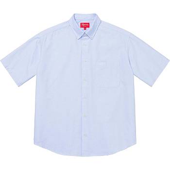 Supreme Loose Fit S/S Oxford Shirts White / Blue | IL381TV