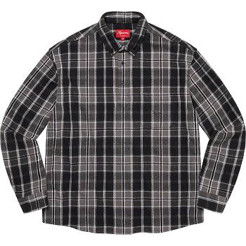 Supreme Pullover Plaid Flannel Shirts Black | IL379EX