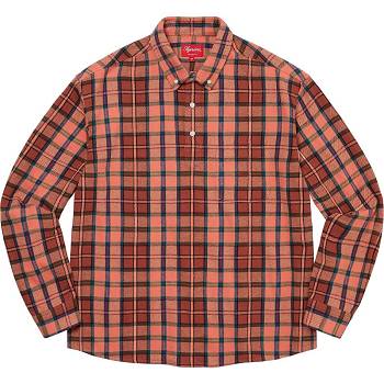 Supreme Pullover Plaid Flannel Shirts Pink | IL378WY