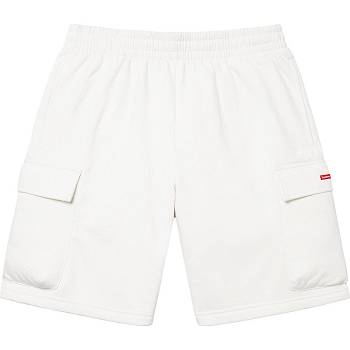 Supreme Small Box Baggy Cargo Sweat Shorts White | IL368KI