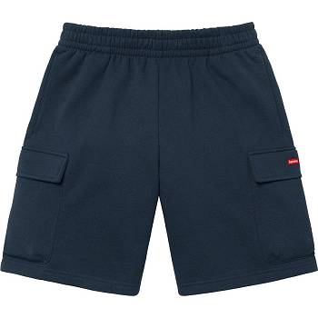 Supreme Small Box Baggy Cargo Sweat Shorts Navy | IL371XF