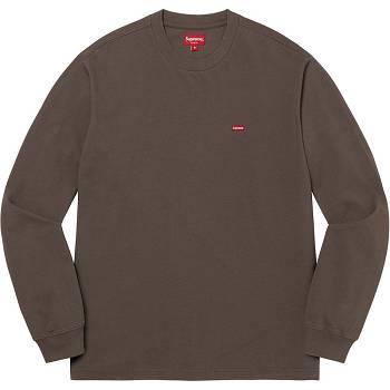 Supreme Small Box L/S Tee Sweaters Brown | IL341JJ