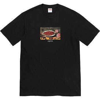 Supreme Strawberries Tee T Shirts Black | IL248WY