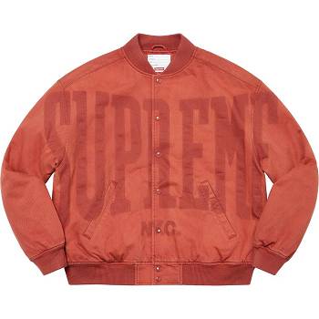 Supreme Washed Knockout Denim Varsity Jackets Red | IL438PQ