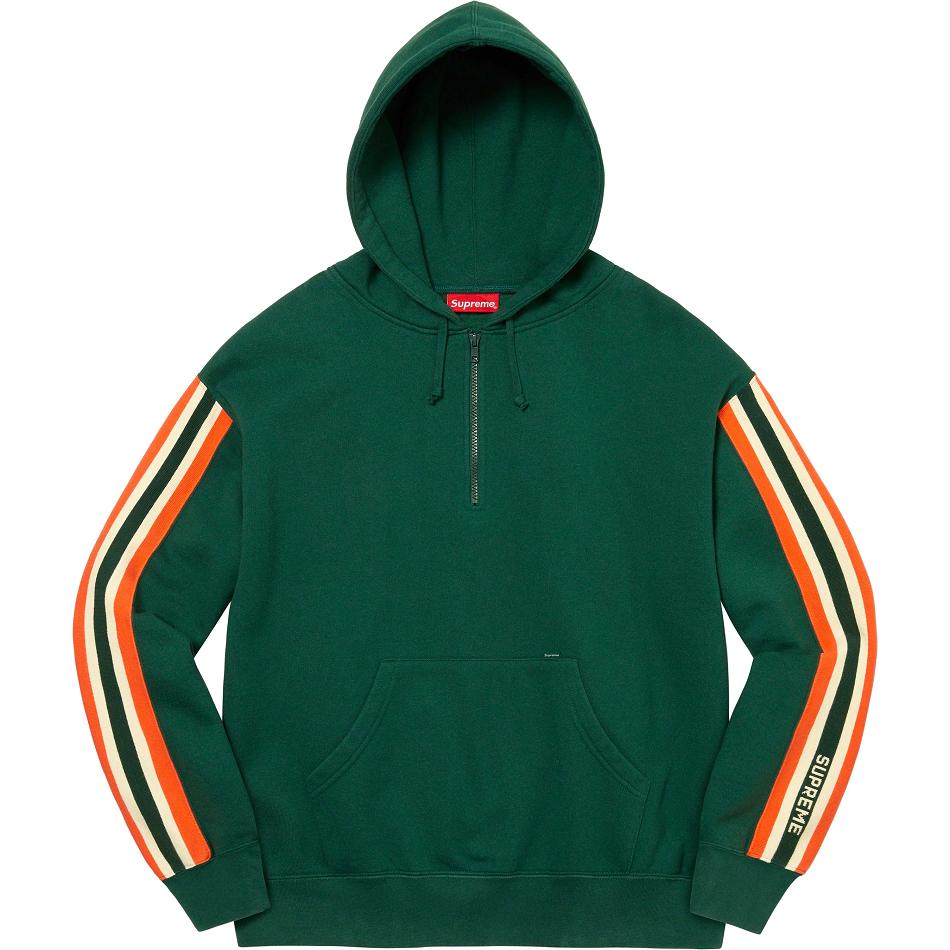 Supreme Half Zip Hooded Sweatshirts Green | IL291LH