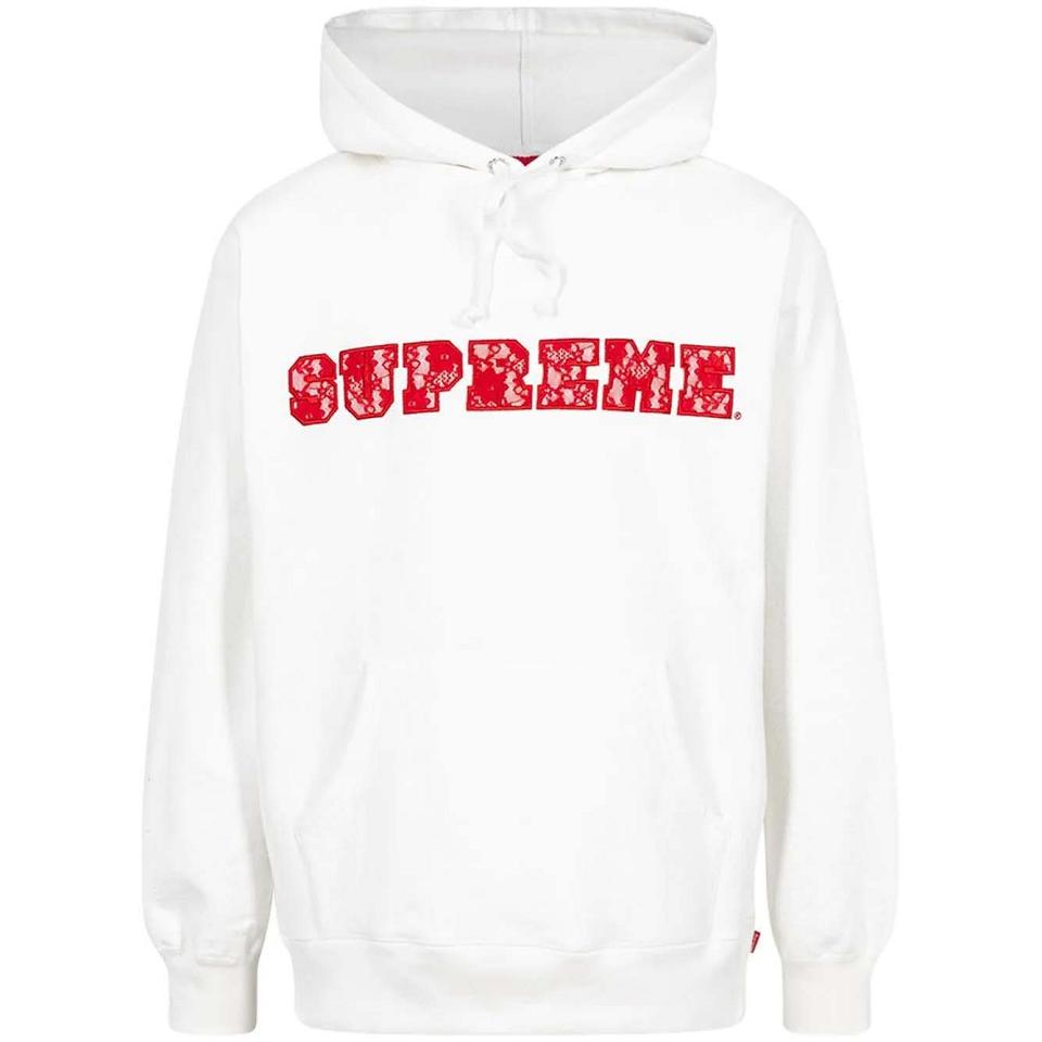 Supreme Lace Detail Logo Hoodie White | IL475XF