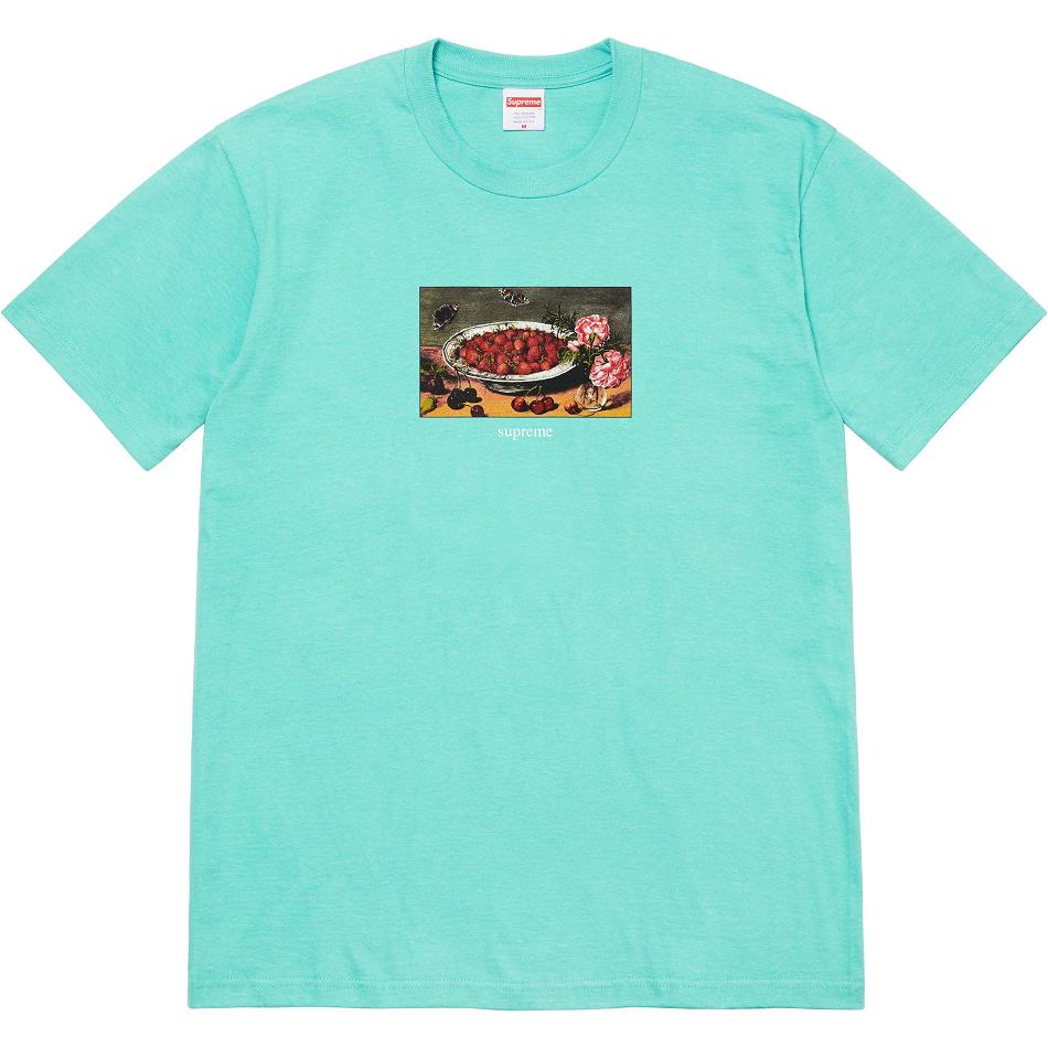 Supreme Strawberries Tee T Shirts Aqua | IL247QZ