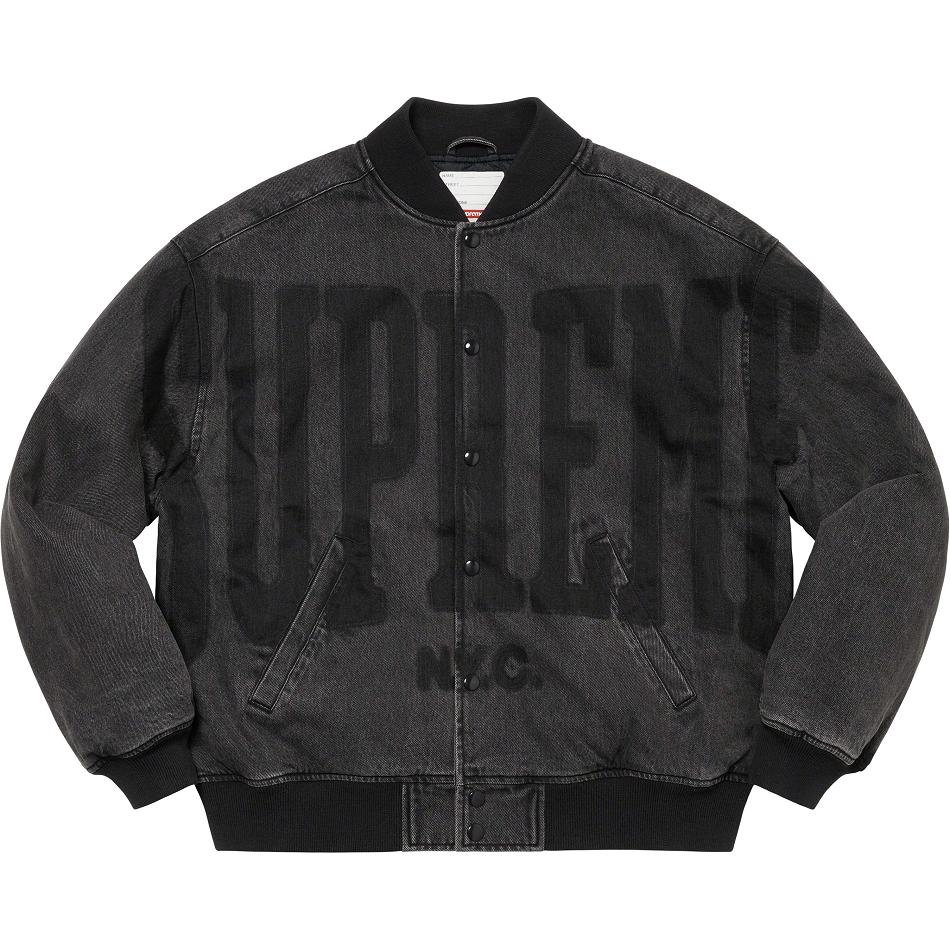 Supreme Washed Knockout Denim Varsity Jackets Black | IL439AP